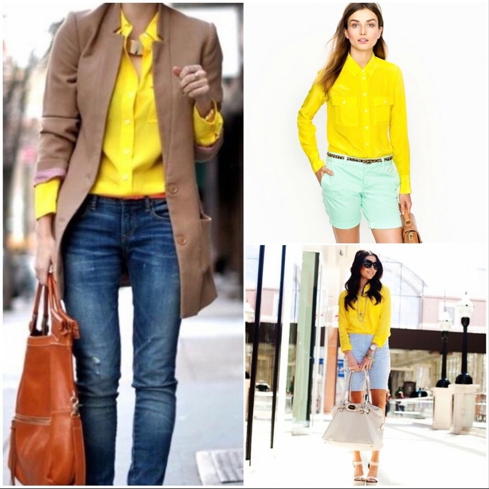 J. Crew Blythe Silk Blouse Yellow Size